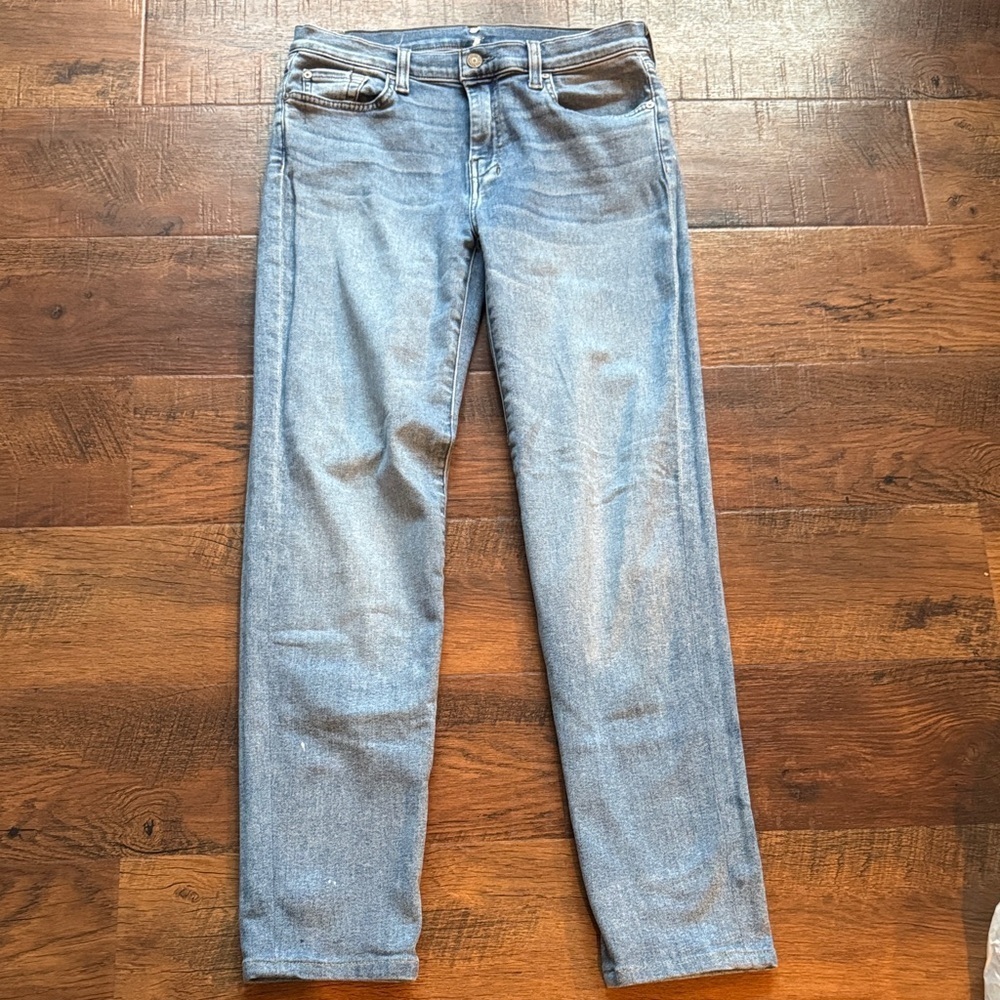 7 for all mankind 7 stitch Pocket Straight leg Jean denim Light Wash sz 29 FLAW